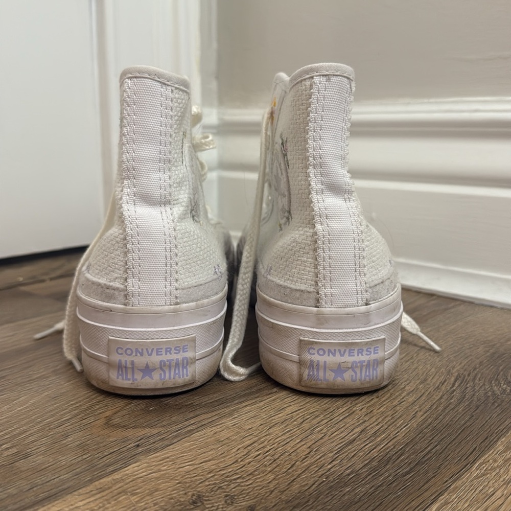 Converse Chuck Taylor All Star Embroidered Floral White High-Top Sneakers - Picture 3 of 5